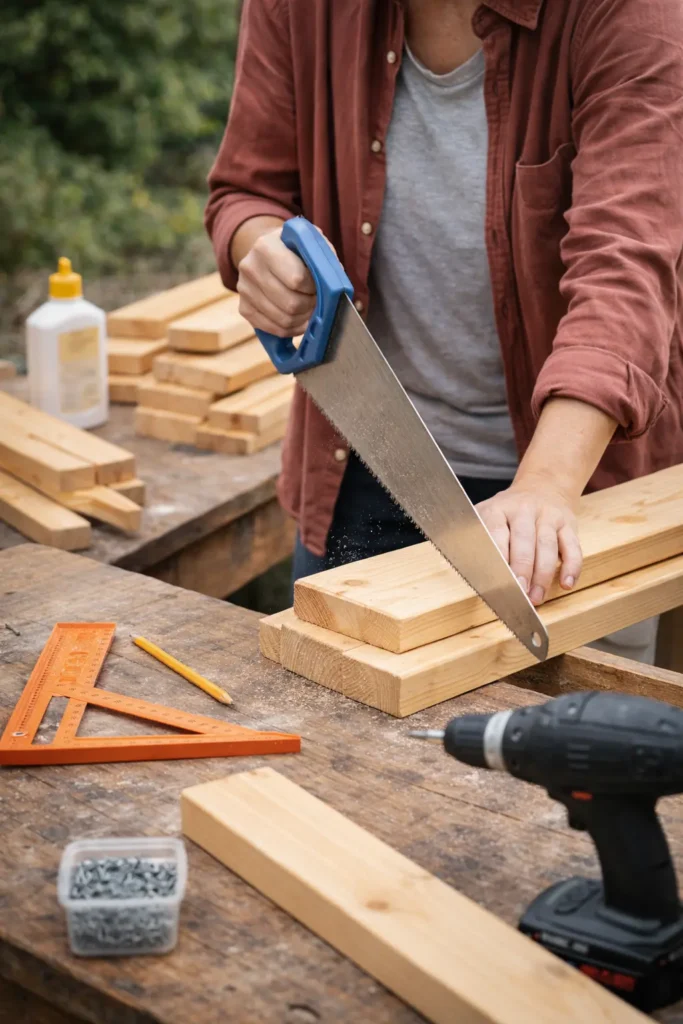 בניית שולחן עבודה מעץ