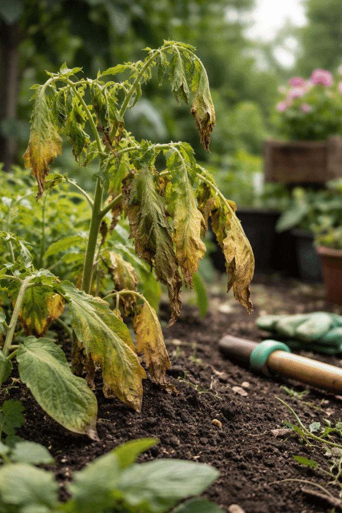 מחלת צמחים גורמת לקמילת עלים
