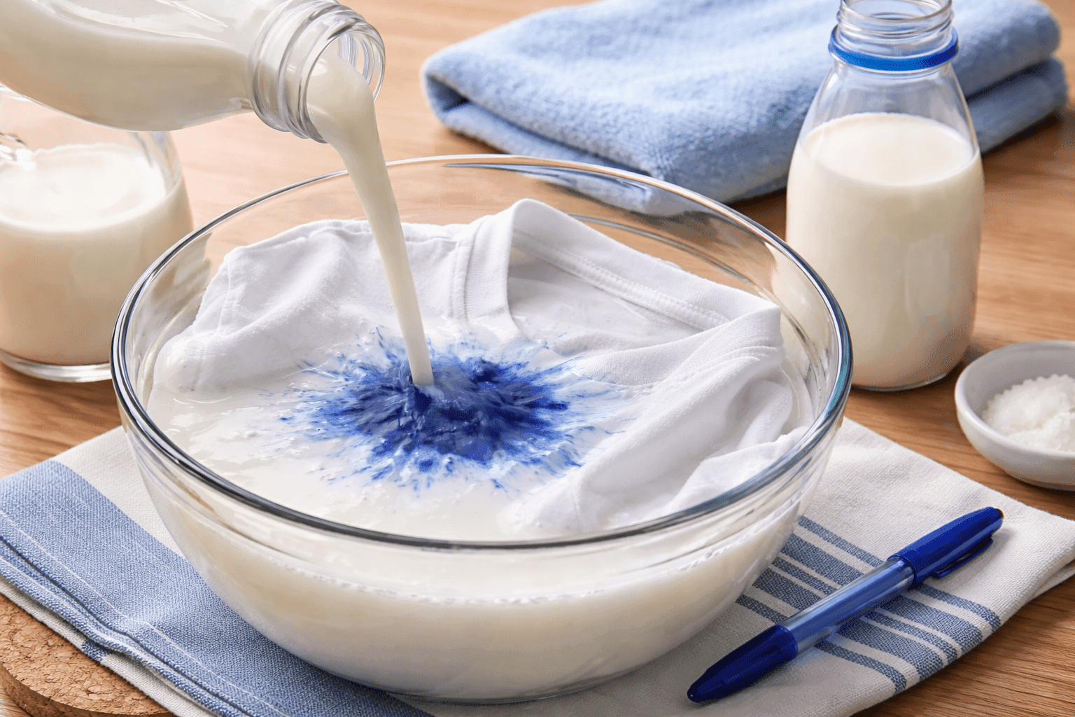 הסרת כתם דיו עם חלב