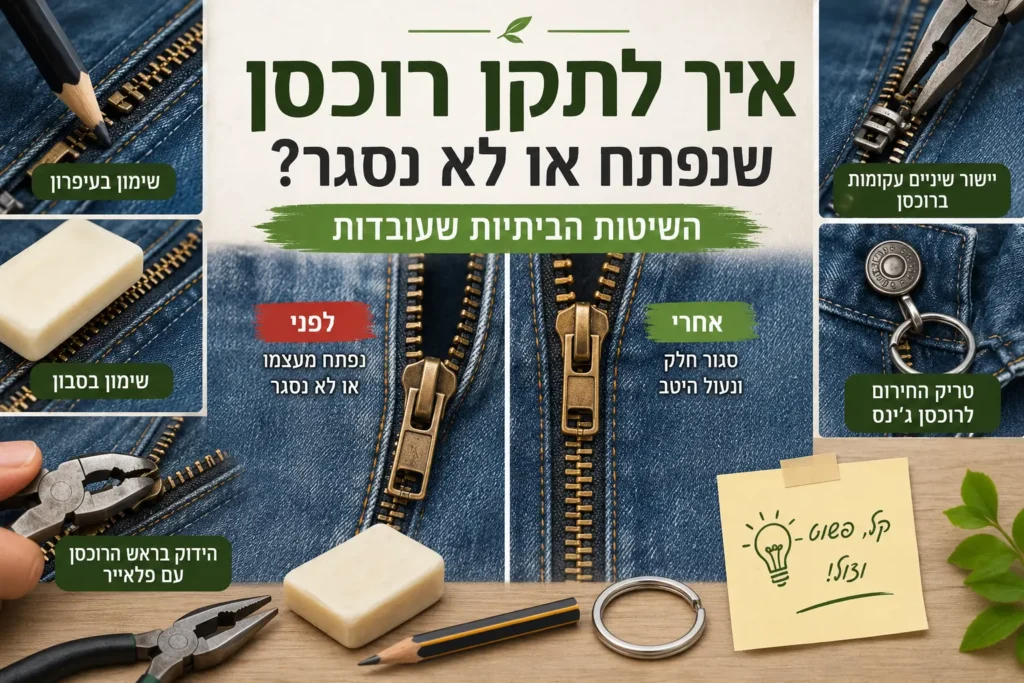איך לתקן רוכסן שנפתח או לא נסגר? השיטות הביתיות שעובדות | GreenNook איך לתקן רוכסן שנפתח